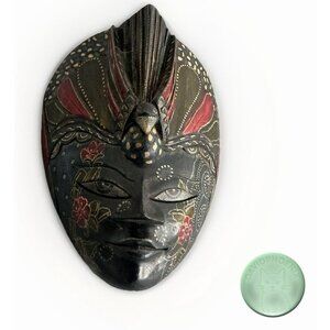 Authentic Handmade Indonesian Wooden Wall Mask – Kenya Wood Carving – Excellent